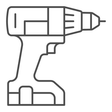 Kablosuz tornavida ince çizgi simgesi, inşaat araçları konsepti, beyaz arkaplanda Screwd silah vektör işareti, mobil konsept ve web tasarımı için tasarım biçimi simgesi. Vektör grafikleri.