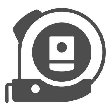 rulet katı ikonu, inşaat araçları konsepti, beyaz zemin üzerindeki şerit vektör işaretini ölçen cetvel aracı, mobil konsept ve web tasarımı için glyph tarzı simge. Vektör grafikleri.