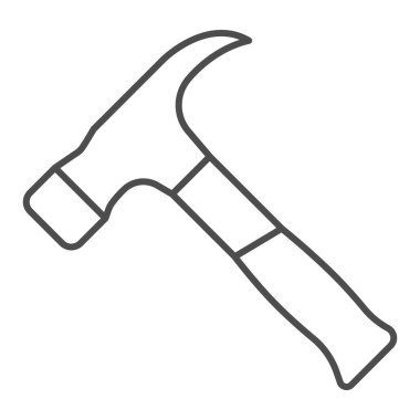 Çekiç ince çizgi simgesi, inşaat araçları konsepti, beyaz arkaplanda çekiç vektör işareti, mobil konsept ve web tasarımı için taslak biçimi simgesi. Vektör grafikleri.