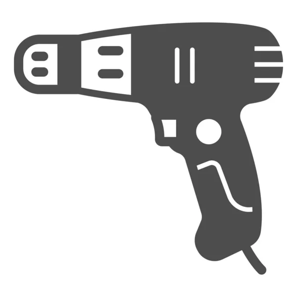 Corded power šroubovák pevná ikona, konstrukce nářadí koncept, elektrický šroubovací pistole vektor znamení na bílém pozadí, glyf styl ikona pro mobilní koncepci a web design. Vektorová grafika. — Stockový vektor
