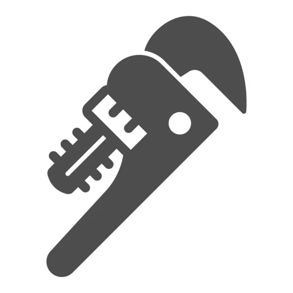 Pipe wrench solid icon, construction tools concept, plumber wrench tool vector sign on white background, glyph style icon for mobile concept and web design. Vector graphics. — Stock Vector