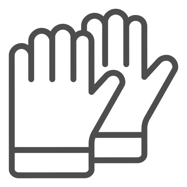 Beschermende handschoenen lijn pictogram, bouwgereedschap concept, constructie veiligheidshandschoenen vector teken op witte achtergrond, outline stijl pictogram voor mobiele concept en web design. vectorgrafieken. — Stockvector