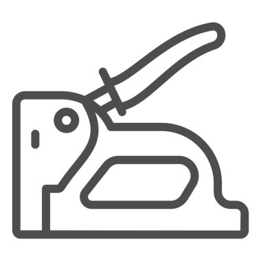 İnşaat zımba hattı ikonu, inşaat araçları konsepti, beyaz arka planda zımba tabancası vektör işareti, mobil konsept ve web tasarımı için taslak stil ikonu. Vektör grafikleri.