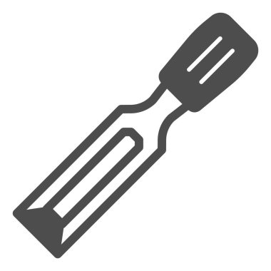 Keski katı ikon, inşaat araçları konsepti, beyaz arkaplanda marangoz keski vektör işareti, mobil konsept ve web tasarımı için glyph tarzı simge. Vektör grafikleri.