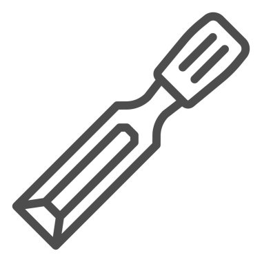 Keski çizgisi simgesi, inşaat araçları konsepti, beyaz arkaplanda marangoz keski vektör işareti, mobil konsept ve web tasarımı için taslak biçimi simgesi. Vektör grafikleri.