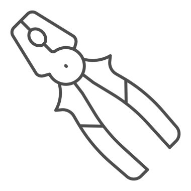 Kerpeten ince çizgi simgesi, inşaat araçları konsepti, beyaz arka planda düz burun kesme vektör işareti, mobil konsept ve web tasarımı için taslak tarzı simge. Vektör grafikleri.