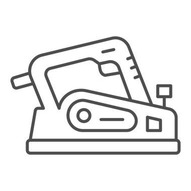 Elektrik planer ince çizgi simgesi, inşaat araçları konsepti, beyaz arka planda elektrikli marangoz vektör işareti, mobil konsept ve web tasarımı için taslak tarzı simge. Vektör grafikleri.