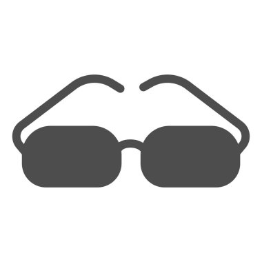 Dikdörtgen mercekli gözlük katı ikon, ofis sendromu kavramı, beyaz arka planda gözlük vektör işareti, mobil konsept ve web tasarımı için gözlük kabartma tarzı. Vektör grafikleri.