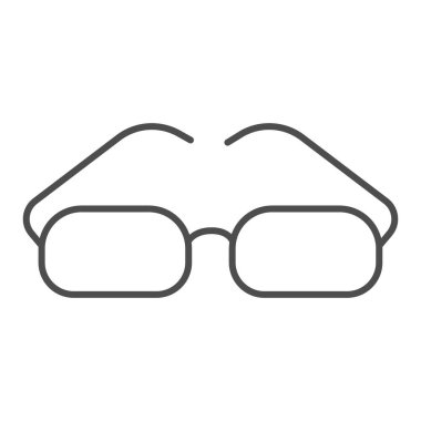 Dikdörtgen lensli gözlük ince çizgi ikonu, ofis sendromu konsepti, beyaz arka planda gözlük vektör işareti, mobil konsept ve web tasarımı için gözlük tasarımı tarzı. Vektör grafikleri.