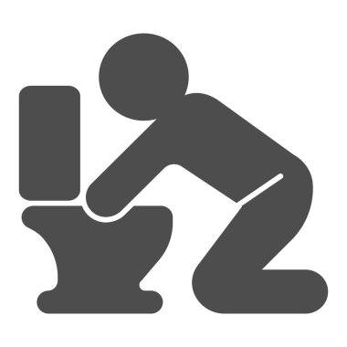 Tuvalet gibi sağlam bir ikon, ofis içi konsept, beyaz arka planda tuvalet ve erkek vektör işareti, mobil konsept ve web tasarımı için insan ve tuvalet kabartma stili. Vektör grafikleri.