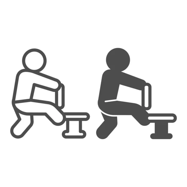 Línea de modas de empleado e icono sólido, concepto de oficinódromo, hombre con signo de vector de silla sobre fondo blanco, hombre con estilo de esquema de silla para concepto móvil y diseño web. Gráficos vectoriales. — Vector de stock