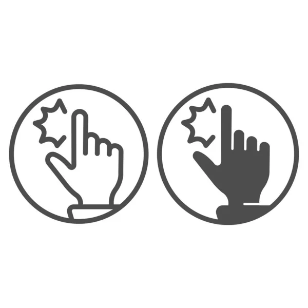 Employee finger pain line and solid icon, officesyndrome concept, finger pain vector sign on white background, finger pain outline style for mobile concept and web design. Vector graphics. — Stock Vector
