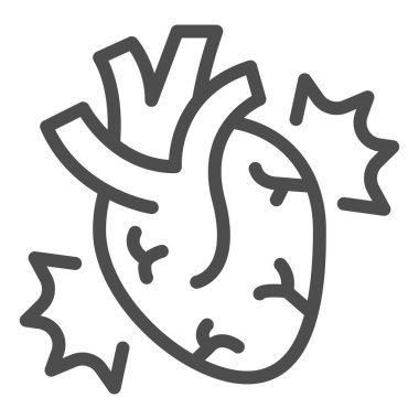 Kalp krizi çizgisi ikonu, ofis sendromu konsepti, beyaz arka planda kalp ağrısı vektörü işareti, mobil konsept ve web tasarımı için kalp ve acı ana hatları tarzı. Vektör grafikleri.