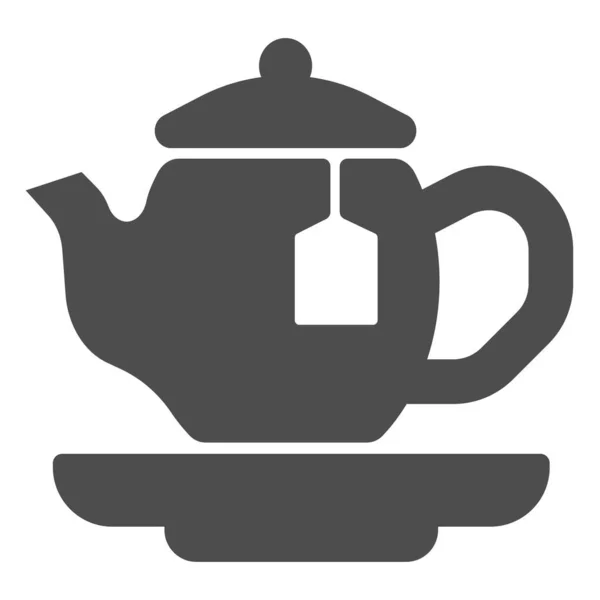 Teiera con bustina di tè icona solida, ingleseconcetto di prima colazione, teiera con segno vettore tè su sfondo bianco, teiera stile glifo per il concetto di mobile e web design. Grafica vettoriale. — Vettoriale Stock