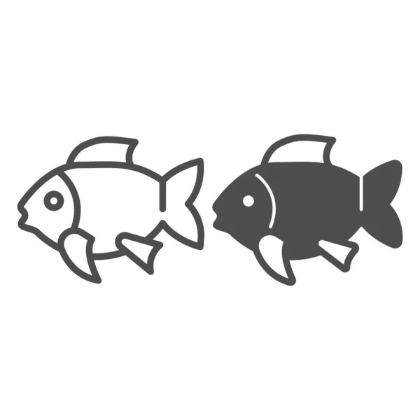 Fisk linje och fast ikon, englishbreakfast koncept, fisk vektor tecken på vit bakgrund, fisk kontur stil för mobila koncept och webbdesign. Vektorgrafik. — Stock vektor