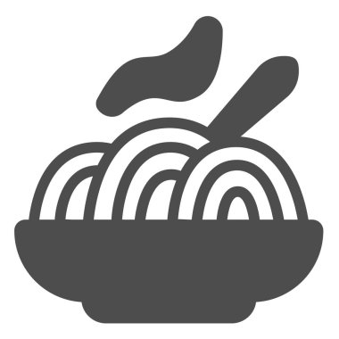 Erişte tabağı katı ikon, İngiliz kahvaltısı konsepti, beyaz arka planda erişte vektör işareti, mobil konsept ve web tasarımı için tabak ve çatal glyph tarzı. Vektör grafikleri.