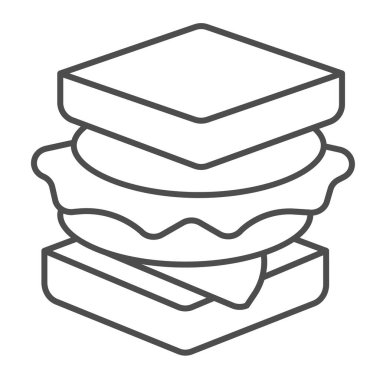 İnce sosisli sandviç, İngiliz kahvaltısı konsepti, beyaz arka planda peynirli sandviç, mobil konsept ve web tasarımı için sandviç tasarımı. Vektör grafikleri.