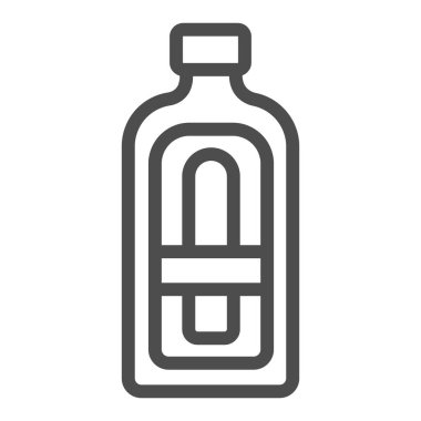 Bir şişe Becherovka çizgisi ikonu, bar konsepti, beyaz arka planda şişe alkollü içecek vektör işareti, mobil konsept ve web tasarımı için taslak tarzı ikon. Vektör grafikleri.