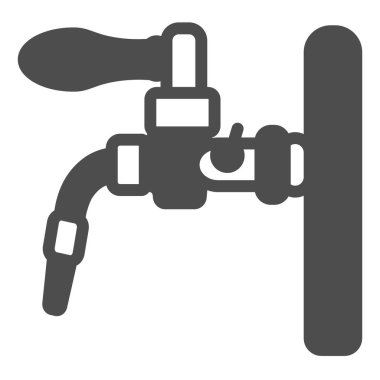 Bira musluğu, bira dağıtım sistemi katı ikon, bira fabrikası konsepti, beyaz arka planda bira vektör tabelası, mobil konsept ve web tasarımı için glyph tarzı simge. Vektör grafikleri.