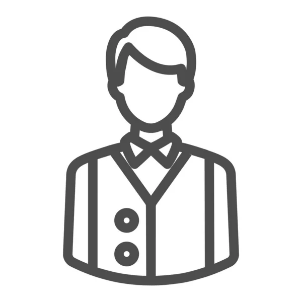 바텐더 (Barsoft) 또는 웨이터 (waiter) 는 유니폼, 바텐더 (barkeeper) 라인 아이콘, 음식 컨셉트 (catering), 직원 벡터 사인 (employee vector sign) 의 흰색 배경, 모바일 개념 과 웹 디자인의 개요 스타일 아이콘이다. 벡터 그래픽. — 스톡 벡터