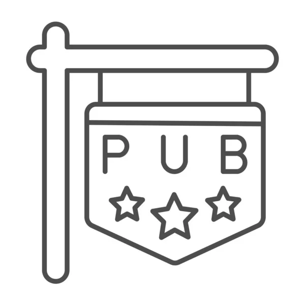 Placa de bar com estrelas, sinal, ícone de linha fina sinalização, bares e pubs conceito, sinal de vetor emblema pub no fundo branco, ícone de estilo esboço para o conceito móvel e web design. Gráficos vetoriais. —  Vetores de Stock