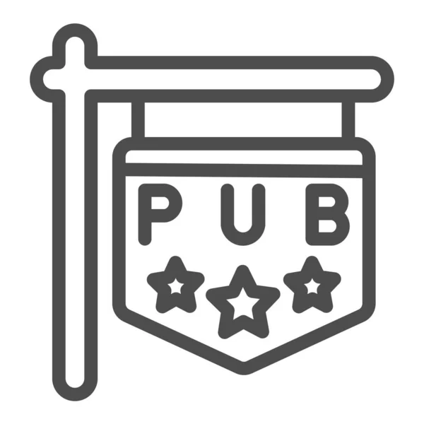 Cartello Pub con stelle, segno, icona della linea di segnaletica, bar e pub concetto, emblema pub segno vettoriale su sfondo bianco, icona di stile contorno per il concetto di mobile e web design. Grafica vettoriale. — Vettoriale Stock