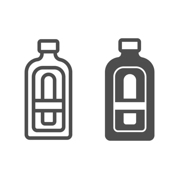 Bouteille de Becherovka ligne et icône solide, concept de bar, bouteille de boisson alcoolisée vecteur signe sur fond blanc, icône de style contour pour concept mobile et web design. Graphiques vectoriels. — Image vectorielle