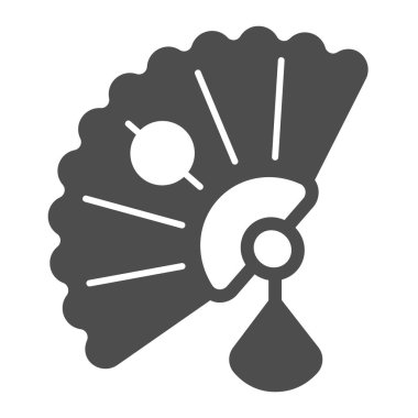 Klasik Japon hayran kitlesi katı ikonu, Asya kültürü konsepti, Japonya ulusal aksesuarı beyaz arka planda vektör işareti, mobil konsept ve web tasarımı için kabartma tarzı simge. Vektör grafikleri.