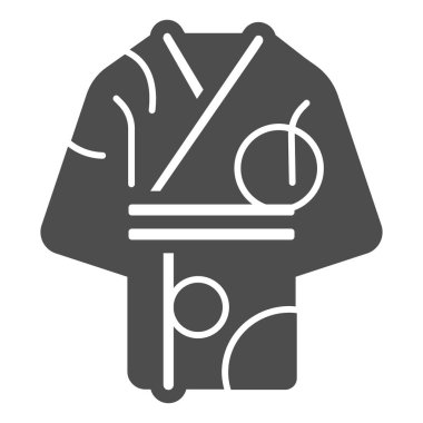 Japon kadın bornozu, kimono katı ikonu, Asya kültürü konsepti, beyaz arka planda Japonya ulusal kıyafet vektörü işareti, mobil konsept ve web tasarımı için kabartma tarzı simge. Vektör grafikleri.