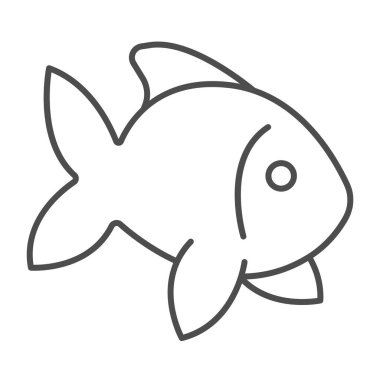 Balık, akvaryum balığı, tropikal balık çizgisi ikonu, deniz hayatı konsepti, beyaz arka planda sazan balığı vektör işareti, mobil konsept ve web tasarımı için taslak tarzı ikon. Vektör grafikleri.