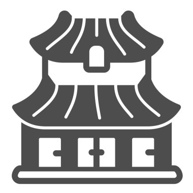 Klasik Japon konut binası katı ikonu, Asya kültürü konsepti, Japonya ev vektör işareti beyaz arka plan, mobil konsept ve web tasarımı için glyph tarzı ikon. Vektör grafikleri.