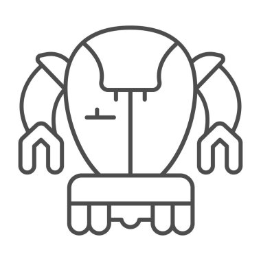 Modern Japon robot, ince çizgi ikonu, Asya robotik kavramı, beyaz arka planda Asyalı robot vektör işareti, mobil konsept ve web tasarımı için taslak tarzı ikon. Vektör grafikleri.