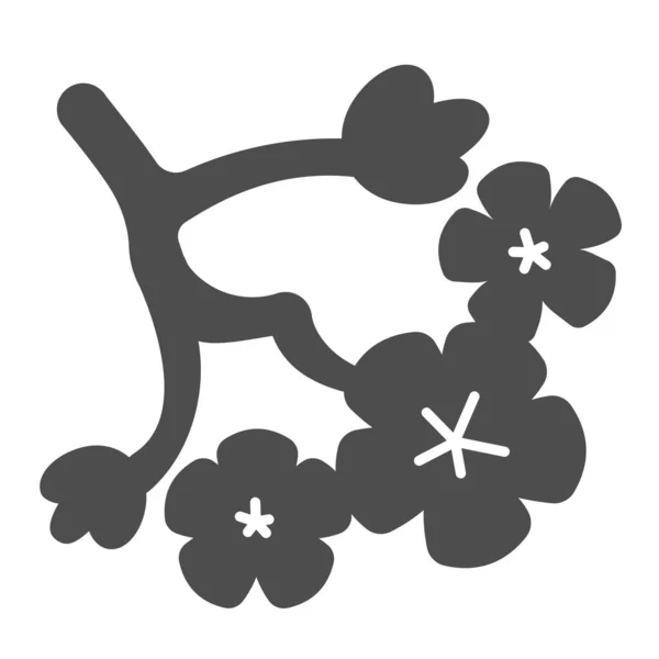 Sakura flores de árboles, flores de cerezo icono sólido, concepto de cultura asiática, signo de vectores de plantas en flor sobre fondo blanco, icono de estilo glifo para el concepto móvil y el diseño web. Gráficos vectoriales. — Vector de stock