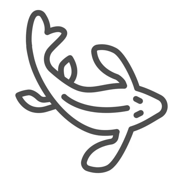 Japanska levande fisk koi med fenor, karp linje ikon, asiatisk kultur koncept, guldfisk vektor tecken på vit bakgrund, kontur stil ikon för mobil koncept och webbdesign. Vektorgrafik. — Stock vektor