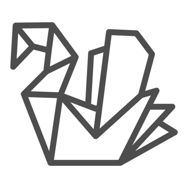 Papírové labutě, origami linie ikona, asijské kultury koncept, složené origami pták vektorové znamení na bílém pozadí, obrys styl ikony pro mobilní koncept a web design. Vektorová grafika. — Stockový vektor