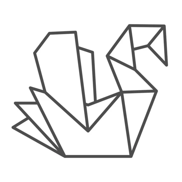 Papírové labutě, origami tenké čáry ikony, asijské kultury koncept, složené origami pták vektorové znamení na bílém pozadí, obrys styl ikony pro mobilní koncept a web design. Vektorová grafika. — Stockový vektor