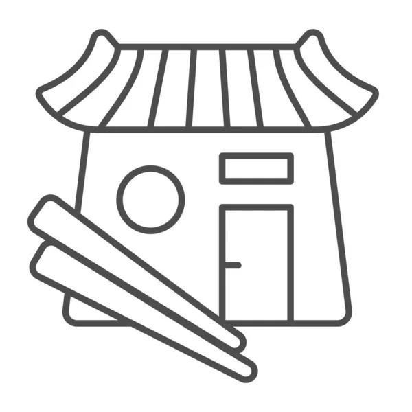 Sushi bar, comida japonesa, restaurante, chopsticks ícone linha fina, conceito de comida asiática, sinal de vetor Japão no fundo branco, ícone de estilo esboço para o conceito móvel e web design. Gráficos vetoriais. — Vetor de Stock