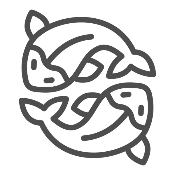 Zwei Lachse, frischer Fisch, japanischer Koi, Karpfenlinien-Symbol, asiatisches Kulturkonzept, Goldfischvektorschild auf weißem Hintergrund, Umrissstil-Symbol für mobiles Konzept und Webdesign. Vektorgrafik. — Stockvektor