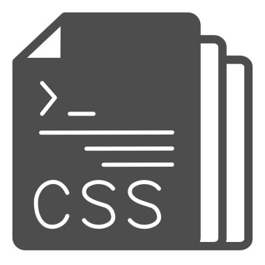 Css kod dosyaları sağlam simge, programlama kavramı, beyaz arkaplanda css doc vektör işareti, mobil konsept ve web tasarımı için glyph tarzı simge. Vektör grafikleri.