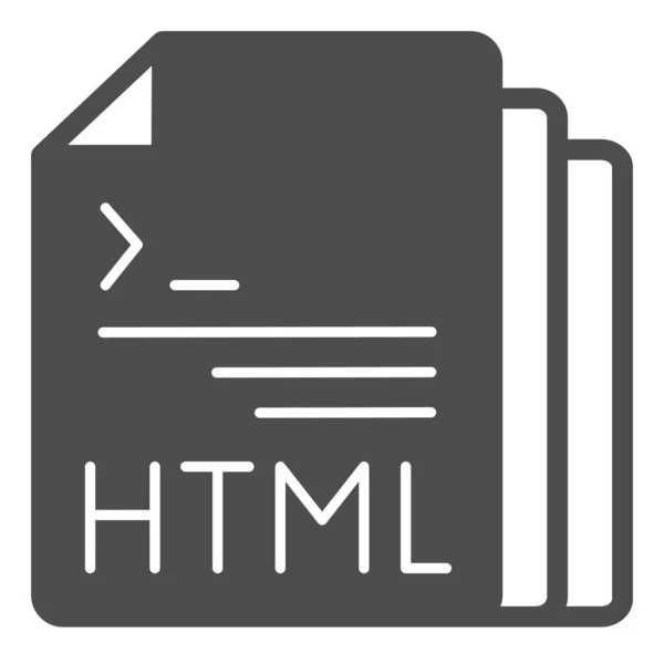 Fichiers de code HTML icône solide, concept de programmation, signe vectoriel html doc sur fond blanc, icône de style glyphe pour concept mobile et conception web. Graphiques vectoriels. — Image vectorielle