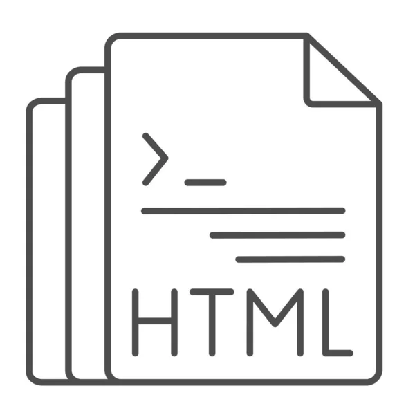 HTML-Code-Dokument-Dateien Thin-Line-Symbol, Programmierkonzept, HTML-Doc-Vektor-Zeichen auf weißem Hintergrund, umreißendes Stilsymbol für mobiles Konzept und Webdesign. Vektorgrafik. — Stockvektor