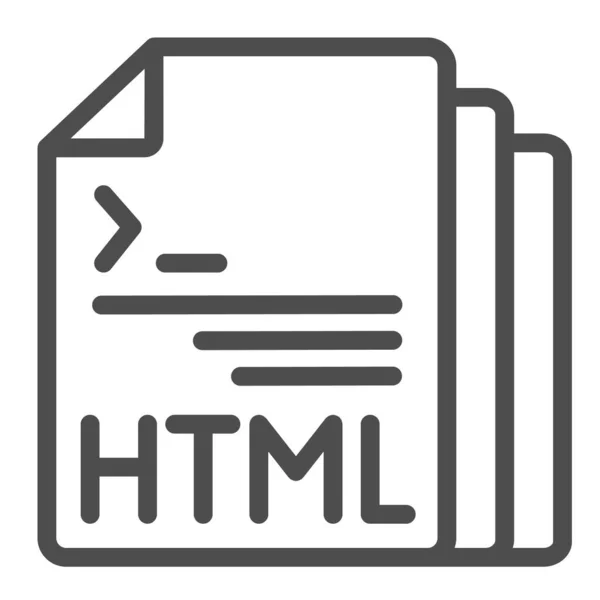 HTML-Code-Dokument-Dateien Zeilensymbol, Programmierkonzept, HTML-Doc-Vektor-Zeichen auf weißem Hintergrund, Umrissstilsymbol für mobiles Konzept und Webdesign. Vektorgrafik. — Stockvektor