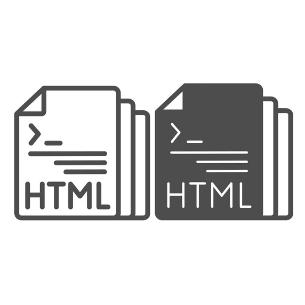 HTML-код файлів лінія і тверда піктограма, концепція програмування, html doc векторний знак на білому тлі, контурна піктограма стилю для мобільної концепції та веб-дизайну. Векторна графіка . — стоковий вектор