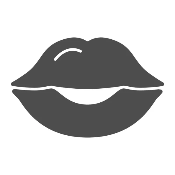 Lábios femininos, ícone de beijo sólido, conceito de corpo humano, sinal de vetor de boca de mulher no fundo branco, ícone de estilo de glifo para conceito móvel e web design. Gráficos vetoriais. —  Vetores de Stock