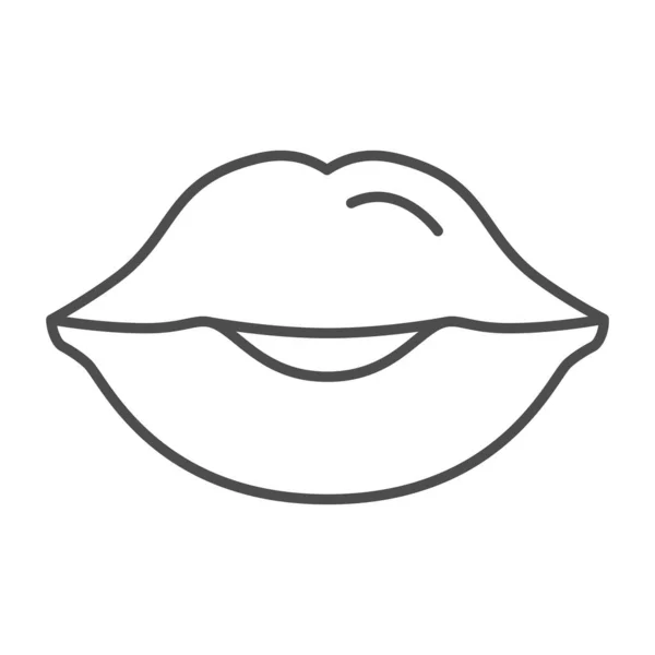Lábios femininos, ícone da linha fina do beijo, conceito do corpo humano, sinal do vetor da boca da mulher no fundo branco, ícone do estilo do esboço para o conceito móvel e o Web design. Gráficos vetoriais. —  Vetores de Stock