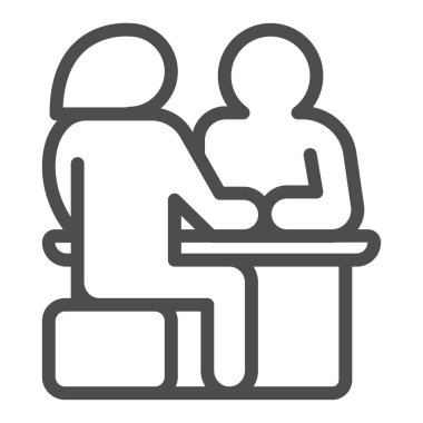 Masada oturan çift, tarih çizgisi ikonu, flört konsepti, beyaz arka planda kadın ve erkek vektör tabelası, mobil konsept ve web tasarımı için taslak tarzı ikonu. Vektör grafikleri.