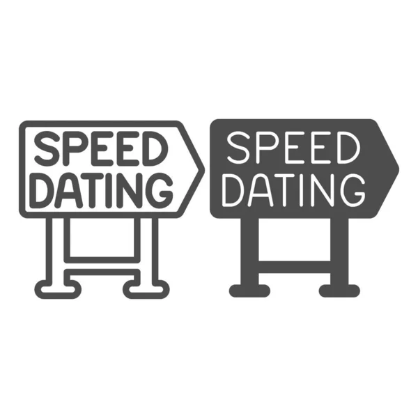 Speed dating signboard pointer emblem line and solid icon, dating concept, logo vector sign on white background, outline style icon for mobile concept and web design. Vector graphics. — Stock Vector