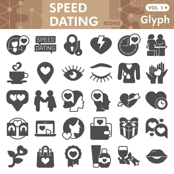 Speed dating line icon set, relationship symbols collection or sketches. Partner search glyph with headline linear style signs for web and app. Vector graphics isolated on white background. — Stock Vector