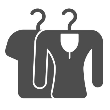 Askı, tekstil, kumaş katı ikon, kıyafet konsepti, beyaz arka planda aktörler için gardırop vektör işareti, mobil konsept ve web tasarımı için glyph tarzı simge. Vektör grafikleri.