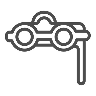 Tiyatro dürbünü, opera gözlüğü çizgisi ikonu, tiyatro konsepti, beyaz arka planda konser dürbünü işareti, mobil konsept ve web tasarımı için taslak tarzı ikon. Vektör grafikleri.